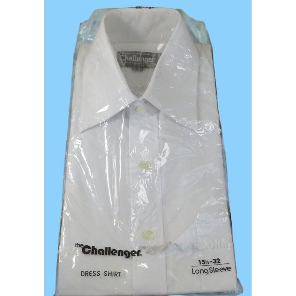 Vintage The Challenger Long Sleeve White Dress Shirt 15.5-32 By Kmart